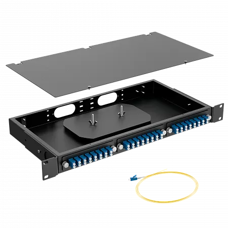 Кросс оптический стоечный LANMIR укомплектованный 4 розетки 2LC/UPC 8 портов SM 9/125 OS2 1U черный